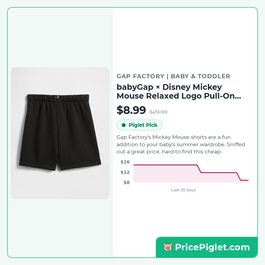 babyGap × Disney Mickey Mouse Relaxed Logo Pull-On Shorts
