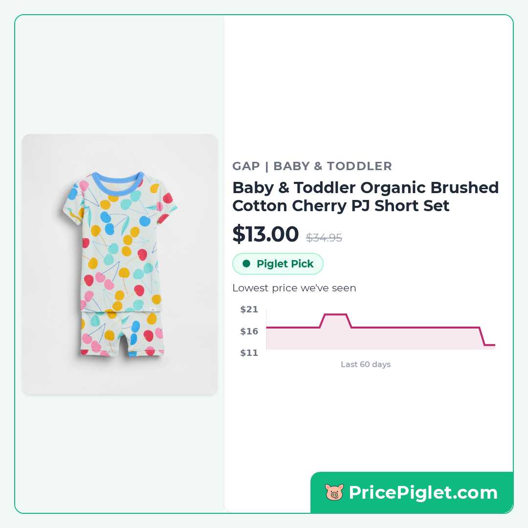 Baby & Toddler Organic Brushed Cotton Cherry PJ Short Set