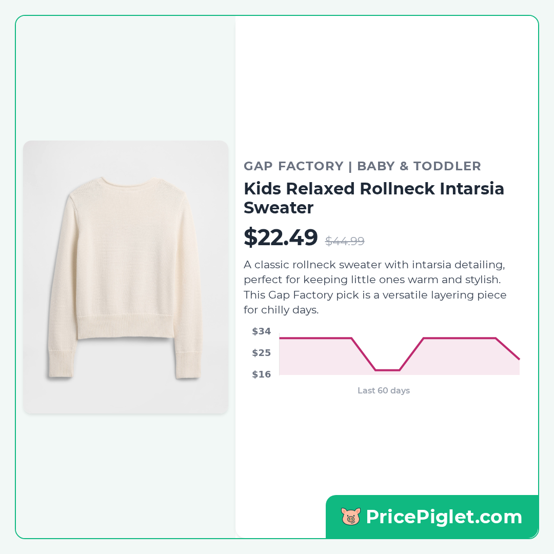 Kids Relaxed Rollneck Intarsia Sweater