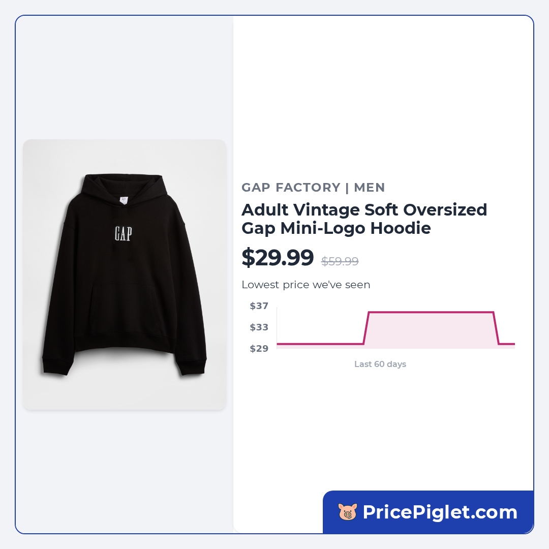 Adult Vintage Soft Oversized Gap Mini-Logo Hoodie