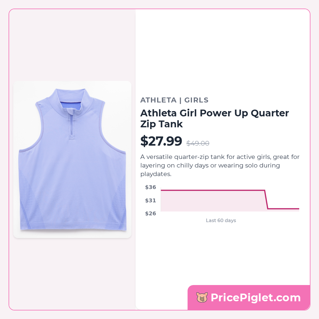 Athleta Girl Power Up Quarter Zip Tank