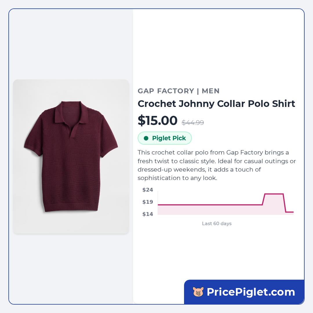 Crochet Johnny Collar Polo Shirt