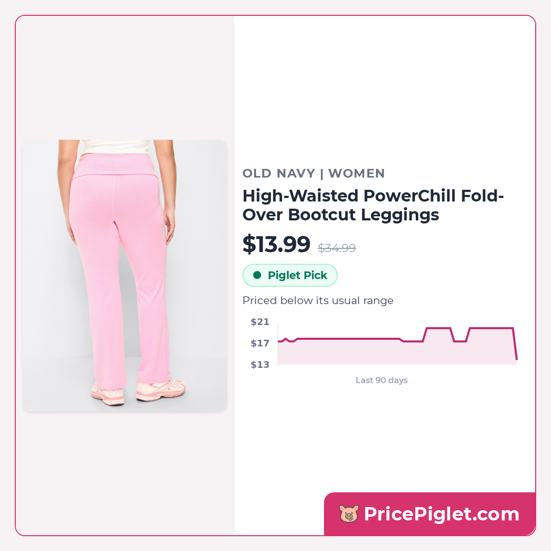 High-Waisted PowerChill Fold-Over Bootcut Leggings