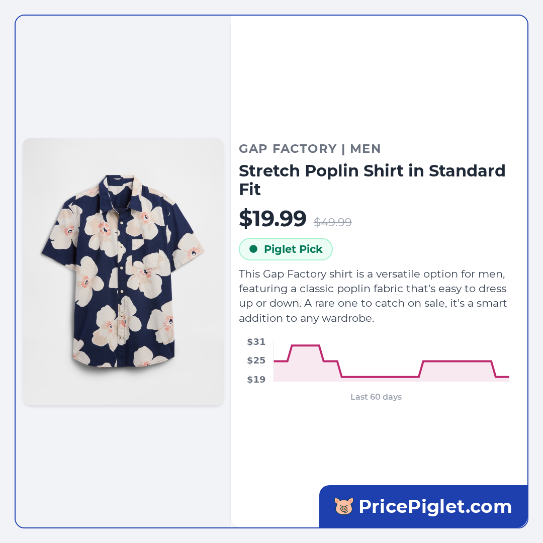Stretch Poplin Shirt in Standard Fit