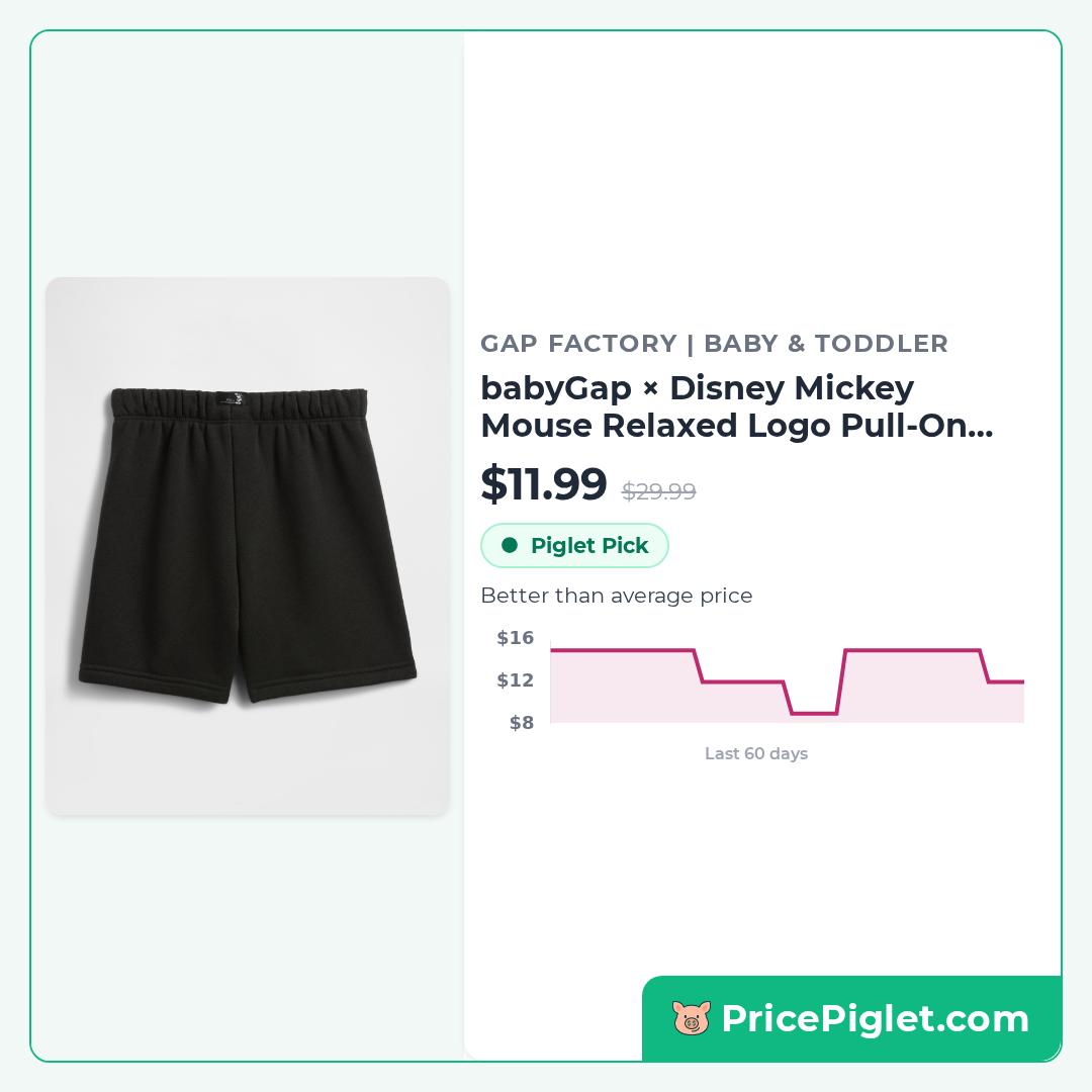 babyGap × Disney Mickey Mouse Relaxed Logo Pull-On Shorts