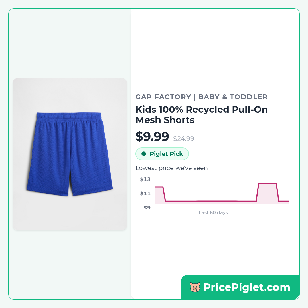 Kids 100% Recycled Pull-On Mesh Shorts
