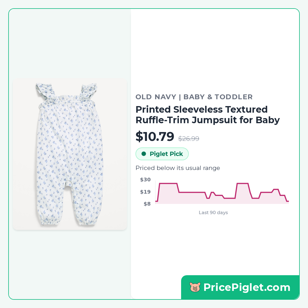 Printed Sleeveless Textured Ruffle-Trim Jumpsuit for Baby