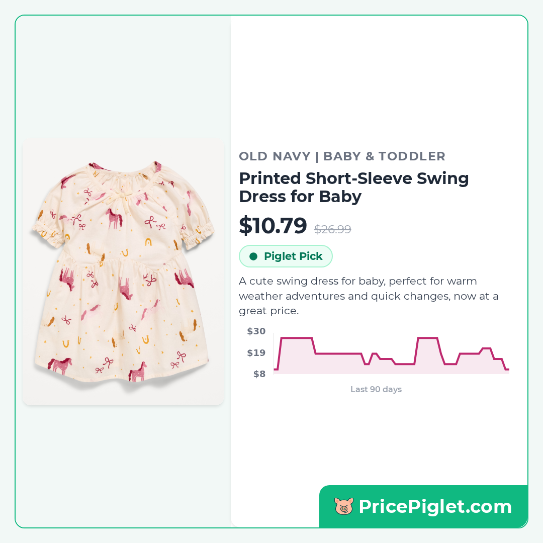 Printed Short-Sleeve Swing Dress for Baby