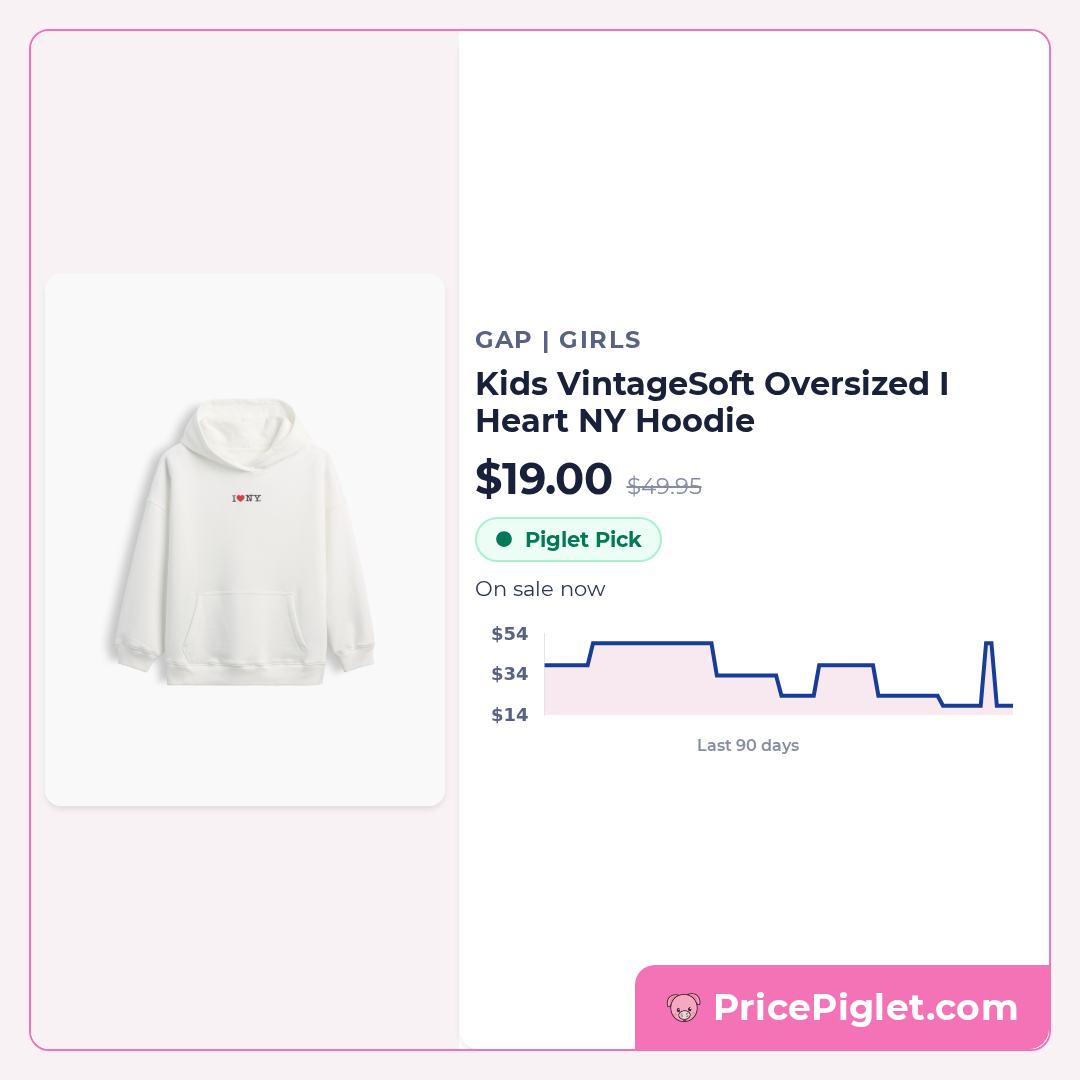 Kids VintageSoft Oversized I Heart NY Hoodie