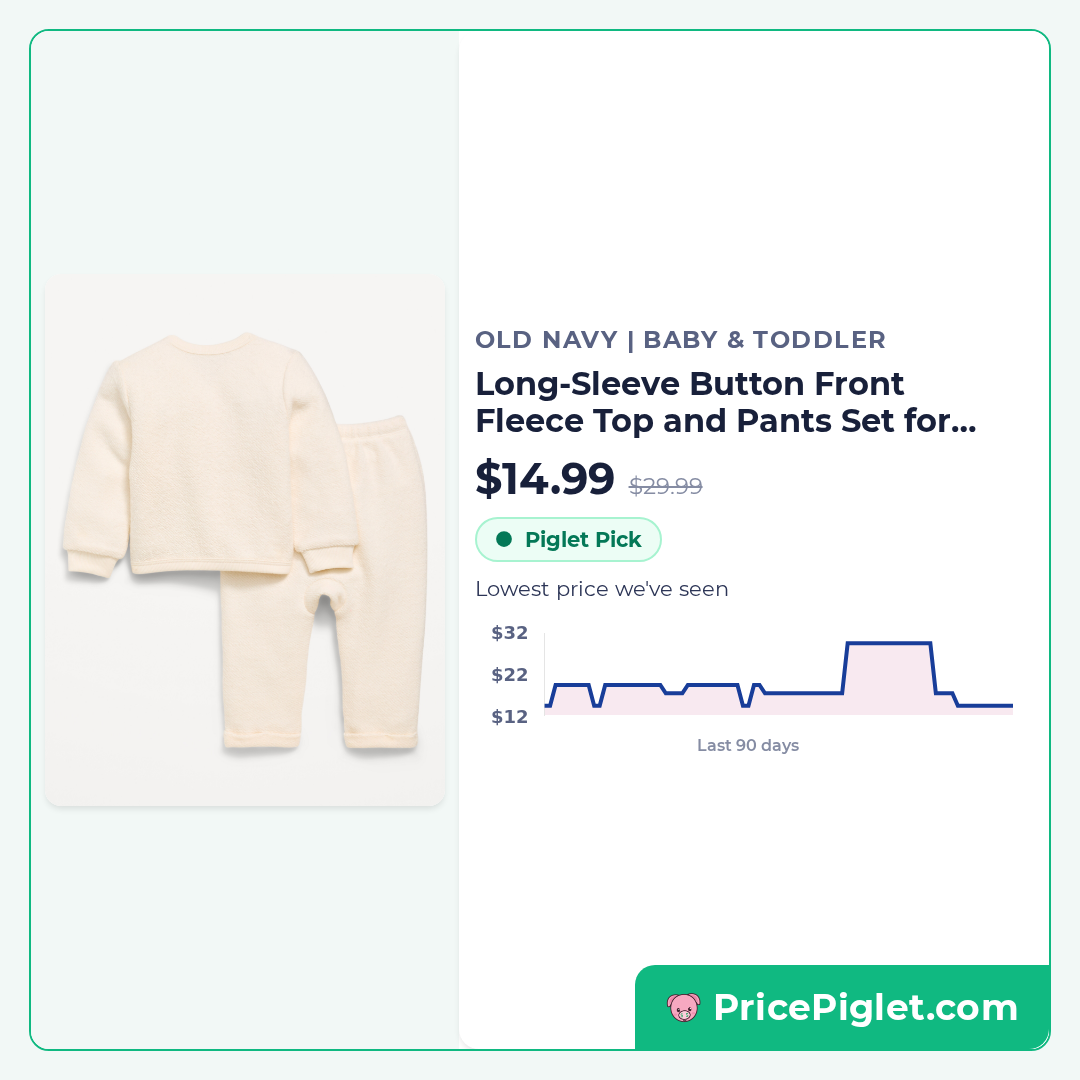 Long-Sleeve Button Front Fleece Top and Pants Set for Baby