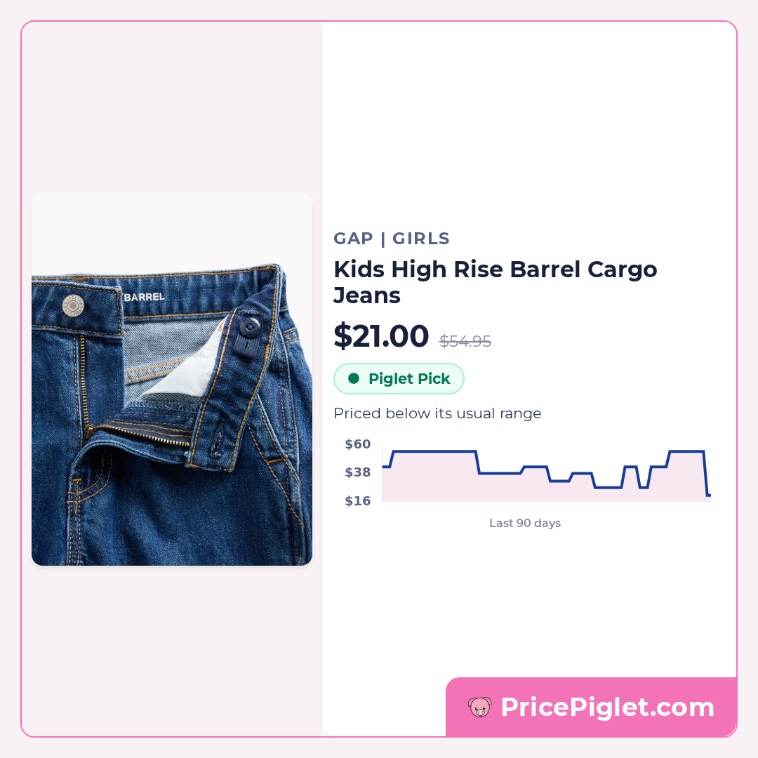Kids High Rise Barrel Cargo Jeans